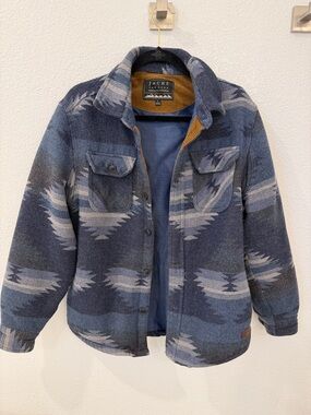 Jachs Blue Patterned Wool-Blend Shirt Jacket